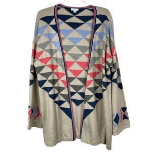 J Jill Cardigan Sweater Open Front Southwest Multicolor